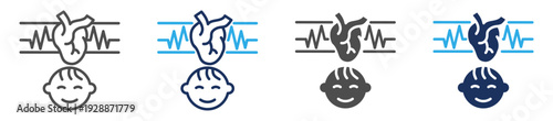 pediatric cardiology icon set multiple concept
