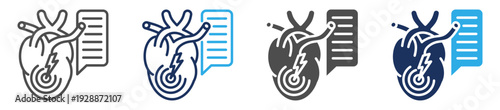 cardiomyopathy icon set multiple concept