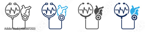 stethoscope icon set multiple concept
