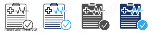 health report icon set multiple concept