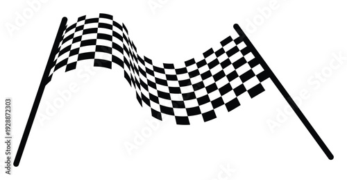 Crossed checkered racing flags isolated, waving motorsport finish symbol for race events, championship branding, automotive logos and sports tournament design