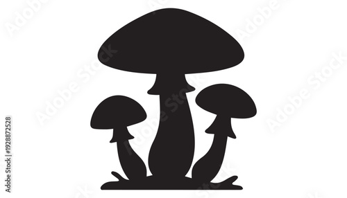 black color mushroom of silhouette vector illustration, solid white background