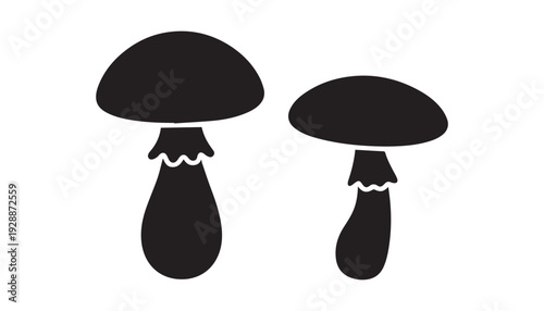black color mushroom of silhouette vector illustration, solid white background