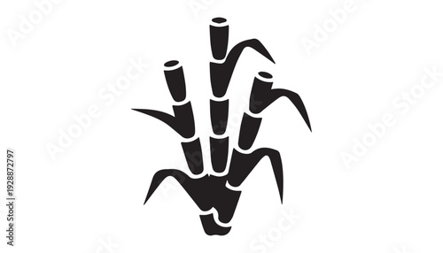 black color Bamboo of silhouette vector illustration, solid white background