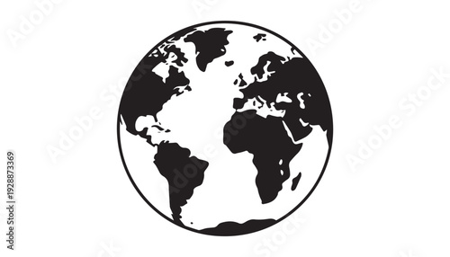 black color globe of silhouette vector illustration, solid white background