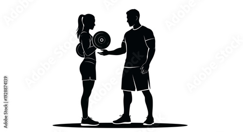 Boxing Training Silhouette – Male and Female Athletes Sparring with Punching Bag Vector for Fitness, Gym and Sports Branding Design
