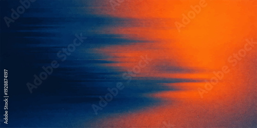 Abstract colorful cloudscape featuring a beautiful orange sunset over a calm sea horizon with sunlight reflecting on the water during a summer dusk landscape