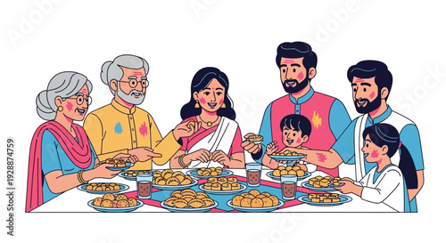 Multi Generational Family Holi Celebration