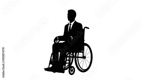 Silhouette of a businessman in a wheelchair representing disability and accessibility in business