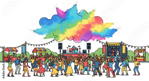 Vibrant Gulal Festival Street Party