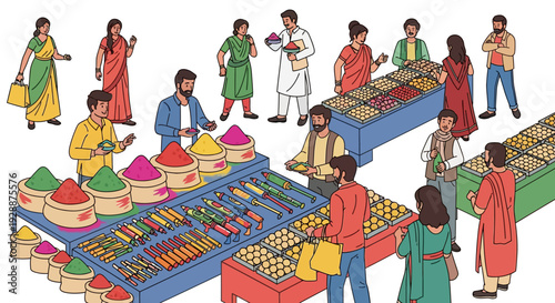 Vibrant Holi Market Preparation