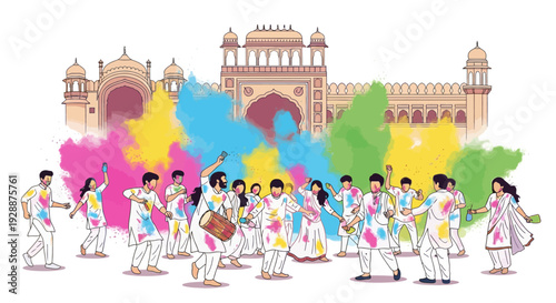 Vibrant Holi Street Celebration Dance