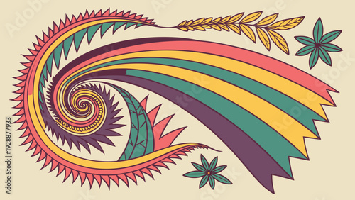 Gemini said

Abstract floral background with colorful rainbow vector illustration featuring summer nature elements like flowers, butterflies, and swirls in a tropical beach design pattern for a fun ba