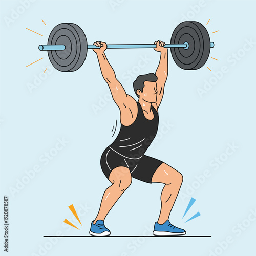 Bodybuilder Lifting Weights Illustration