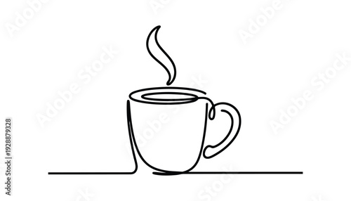 One continuous line illustration of an coffee , isolated on white background.