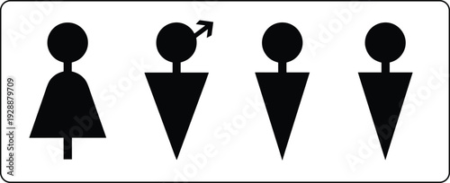 Gender symbol silhouette illustration, male female diversity icons, identity representation vector, social concept design, equality graphic element, black art