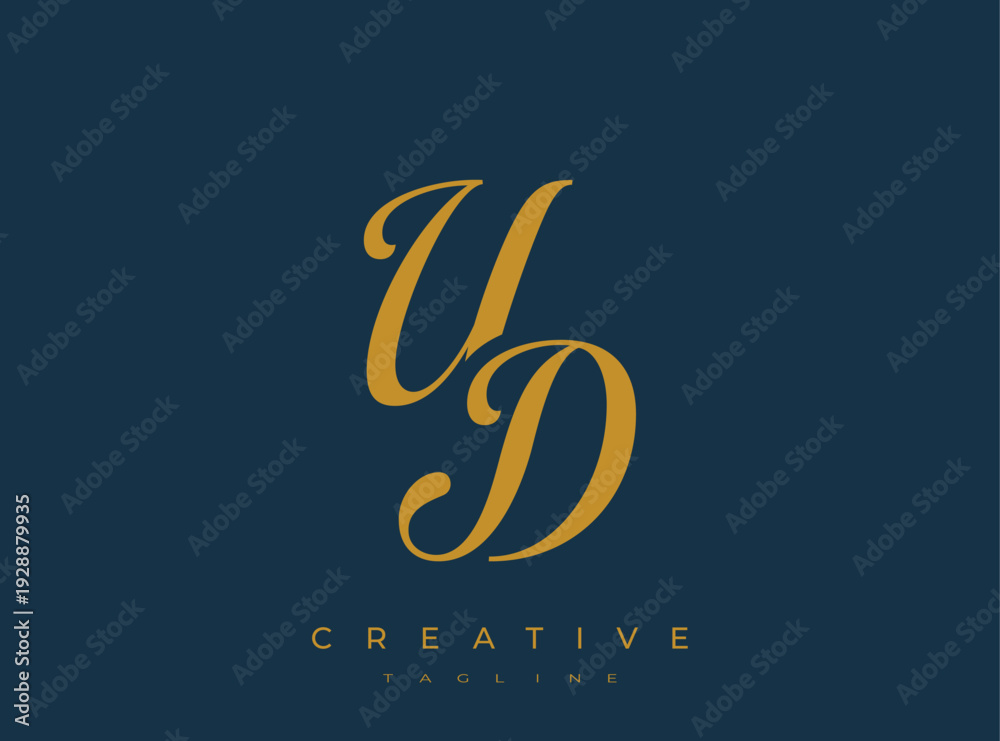 Obraz premium Elegant UD Monogram Logo for Creative Branding, Feminine Calligraphy, Luxury Script and Wedding Stationery Design