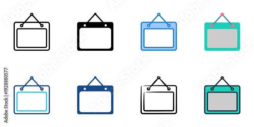 Announcement Board icons set multiple style collection. Editable stroke 
