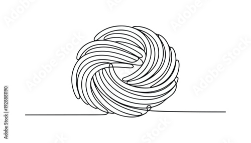 One continuous line illustration of an spaghetti, isolated on white background.