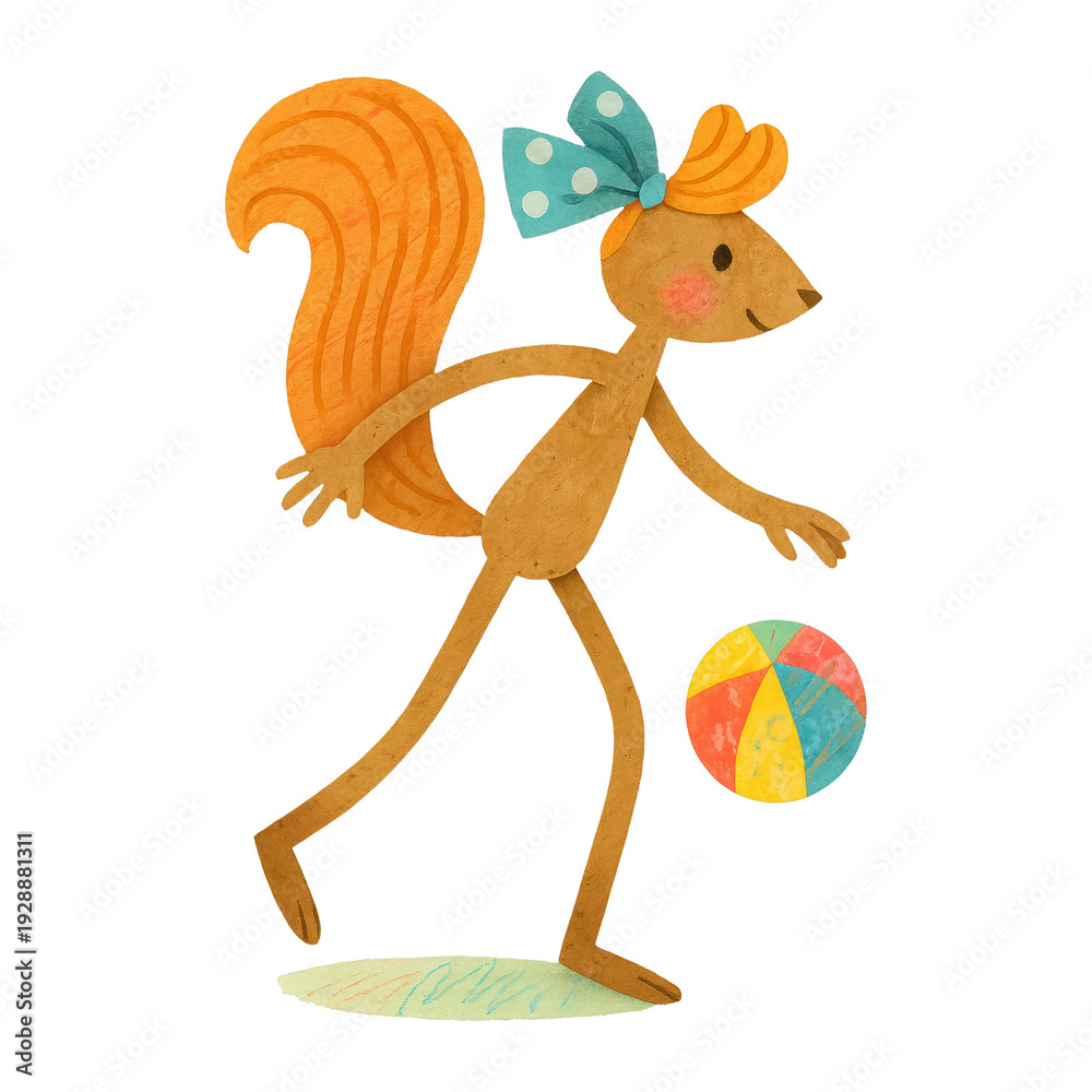 Naklejka premium PNG Playful squirrel with colorful ball.