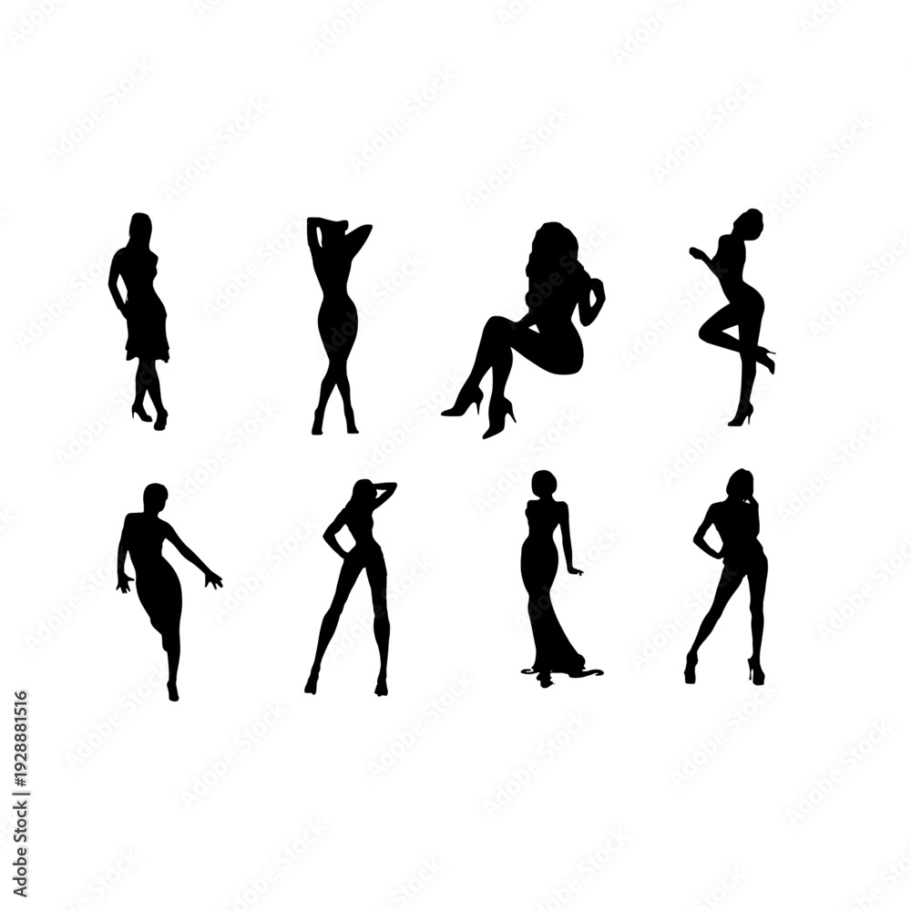 Obraz premium LADY MODEL ICON SHEET—Ladies' Style and Fashion