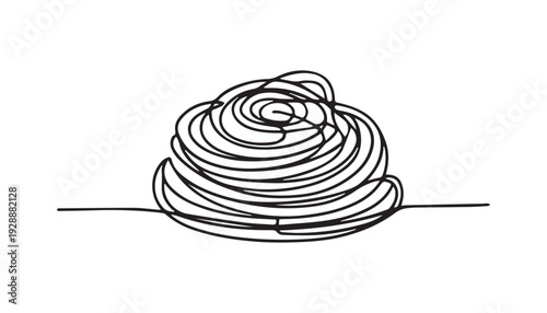 One continuous line illustration of an spaghetti, isolated on white background.