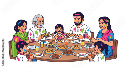 Multi Generational Family Celebrating Holi Together