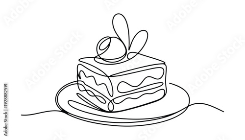 One continuous line illustration of an lasagna , isolated on white background.