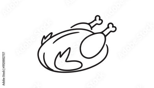 One continuous line illustration of an chicken , isolated on white background.