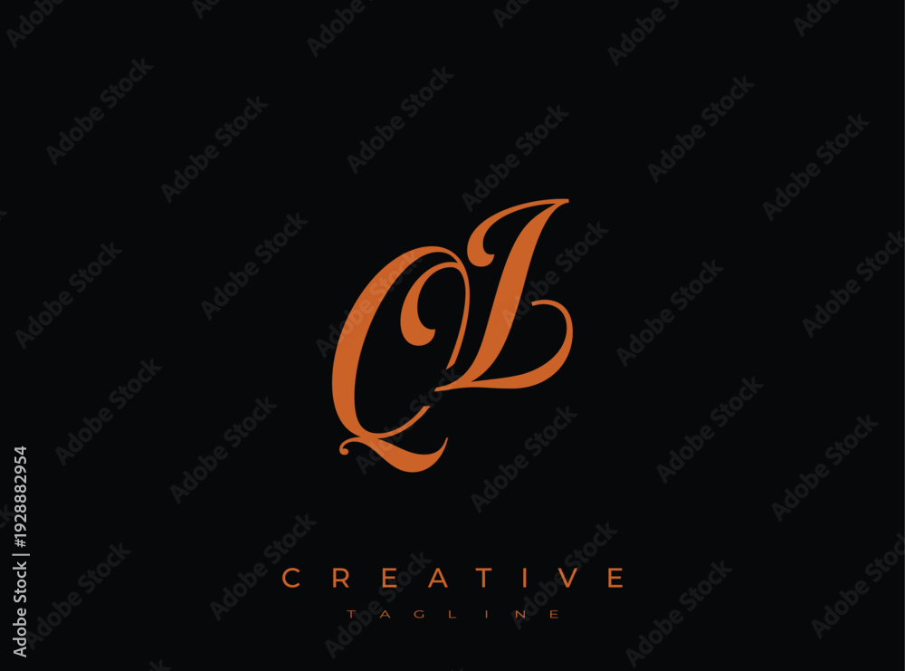 Fototapeta premium Elegant QL Monogram Logo for Creative Branding, Feminine Calligraphy, Luxury Script and Wedding Stationery Design