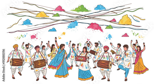 Vibrant Holi Street Procession Dance