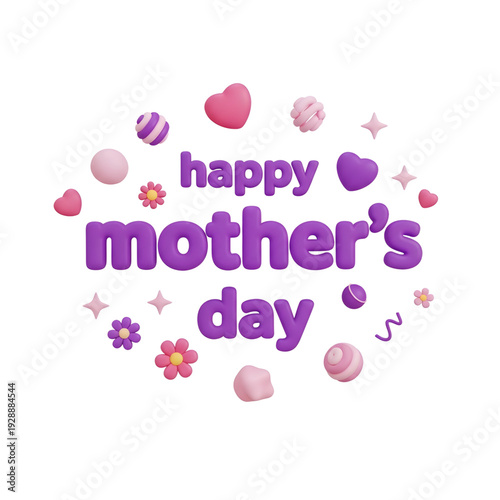 Happy Mother's Day celebration with colorful flowers and hearts