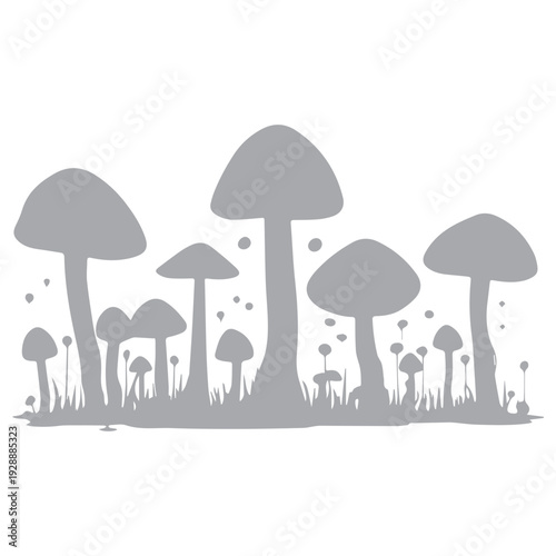 Mushroom patch silhouette