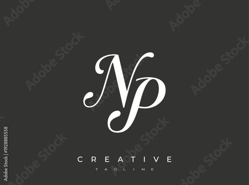 Elegant NP Monogram Logo for Creative Branding, Feminine Calligraphy, Luxury Script and Wedding Stationery Design