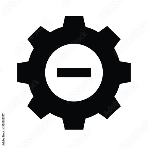  Minimal pictogram icon of a gear with minus symbol, flat design vector illustration