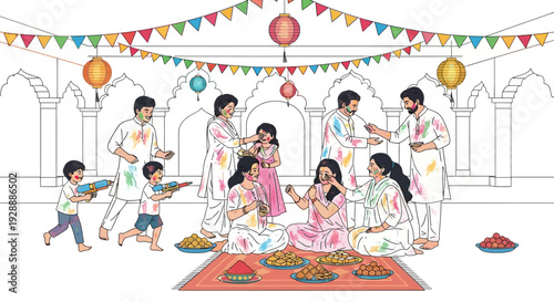 Family Joyously Celebrates Holi With Pichkaris
