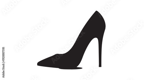 High Heel Shoe Silhouette in Dramatic Black on White Background for Fashion Advertising
