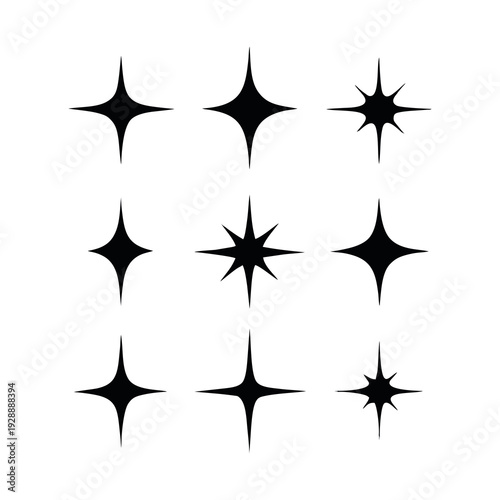Abstract Star Sparkle Icons Set Vector Illustration
