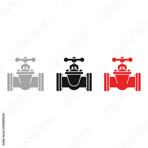 Gray black and red valve icons in different colors side by side icon