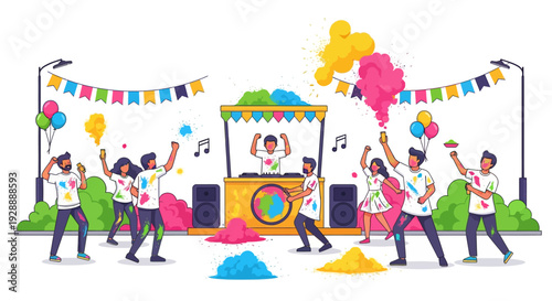 Lively Holi Festival Street Dance