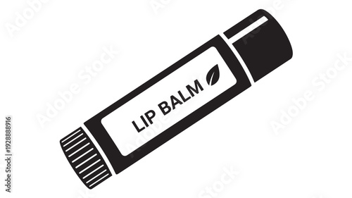 Lip Balm Tube in Simple Monochrome Illustration with White Background for Cosmetic Advertising