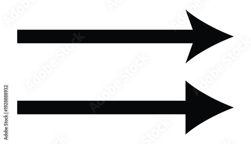 Bold black horizontal arrows pointing right with large triangular heads for industrial signage and directional navigation