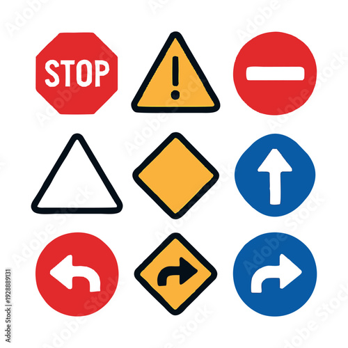 Free Download Traffic Road Signs Collection Vector Illustration - GFXLoad