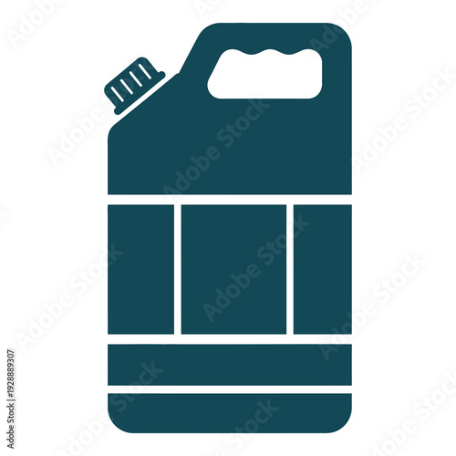 Large blue plastic jerry can with handle and cap isolated on white background icon