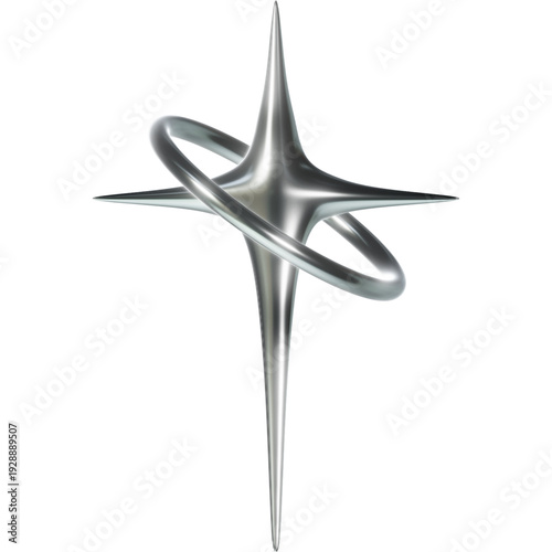 Silver black and white star isolated on white background
