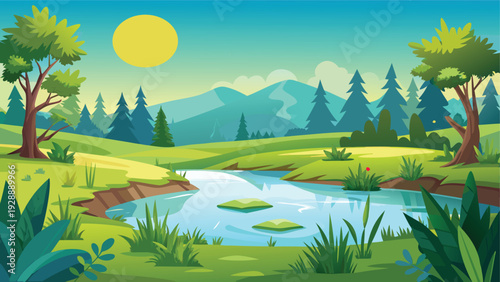 Serene lakeside landscape with mountains and clear skies