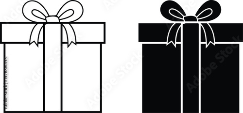Contrasting gift boxes with decorative ribbons in monochrome presentation