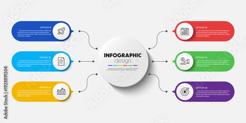 Infographic circle template diagrame. Business concept 6 step for presentation