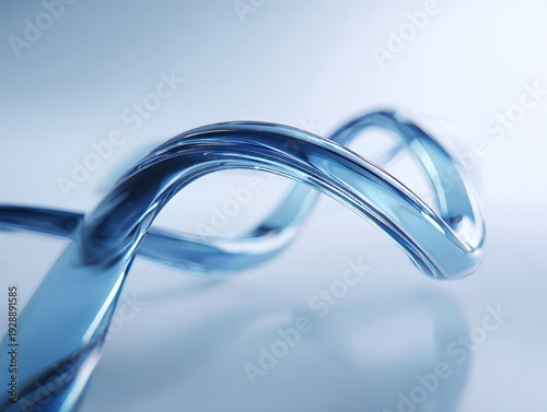 Shiny blue metallic loops intertwined in modern design