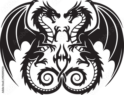 Wallpaper Mural Adobe Illustrator Artwork.AI Vector Image. Double Dragon Vector Image Black. Torontodigital.ca